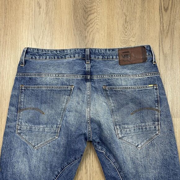 G-Star RAW Arc 3D Slim Jeans Mens 34x32 Blue Medium Wash Distressed Faded Denim - Picture 8 of 12